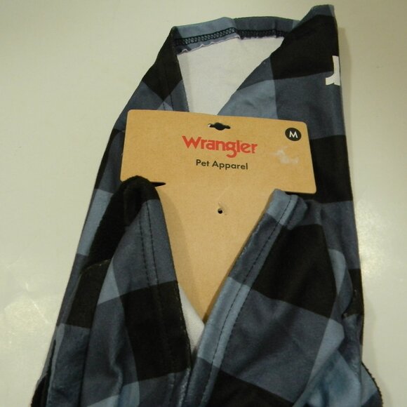 Wrangler Dog Hoodie Flannel Dog Sweater Black Blue Sz M Beagle, Standard Poodle - Picture 2 of 4